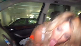 Busty Latina Waitress Gives A Blowjob In A Car For A Big Tip